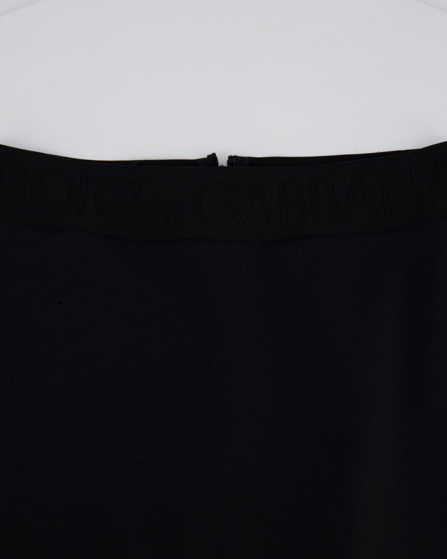 Dolce & Gabbana Black Midi Pencil Skirt with Logo Size IT 40 (UK 8)