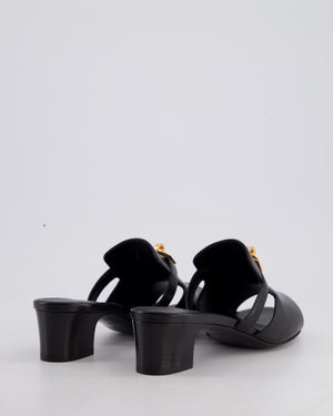 Hermès Candy Sandals in Black Calfskin Leather with Rose Gold Kelly Clasp Size EU 37