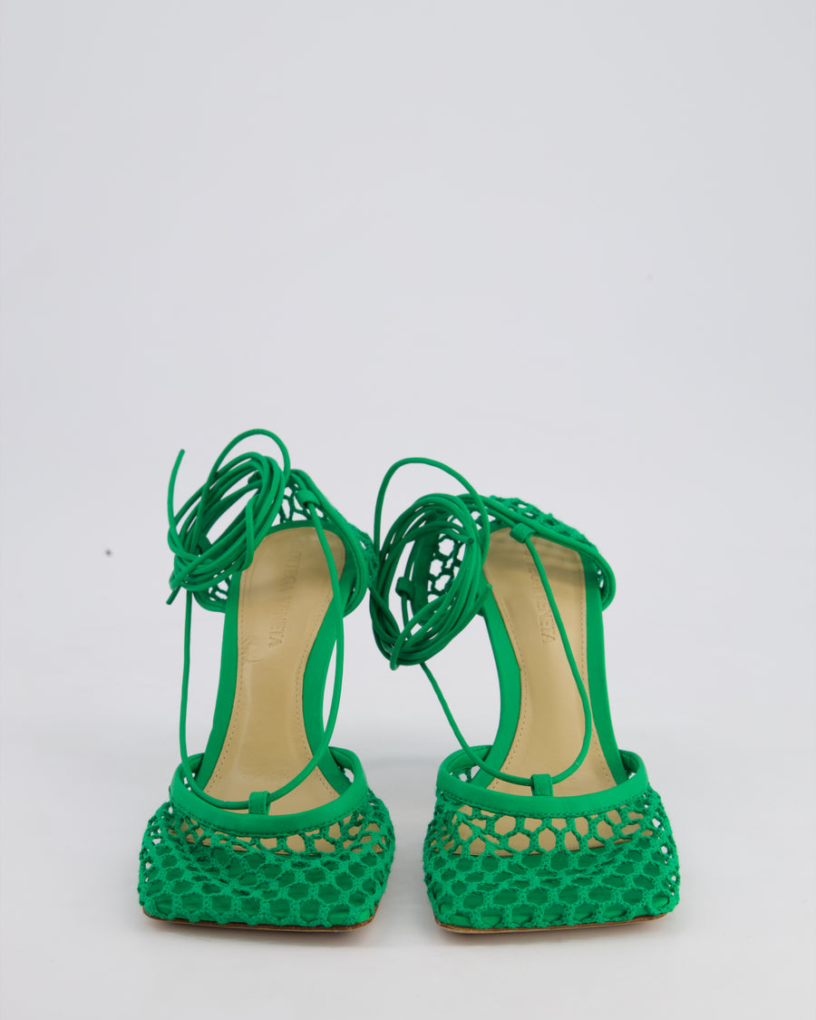 Bottega Veneta Green Wraparound Stretch Web Heels Size EU 35.5