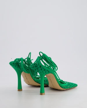 Bottega Veneta Green Wraparound Stretch Web Heels Size EU 35.5