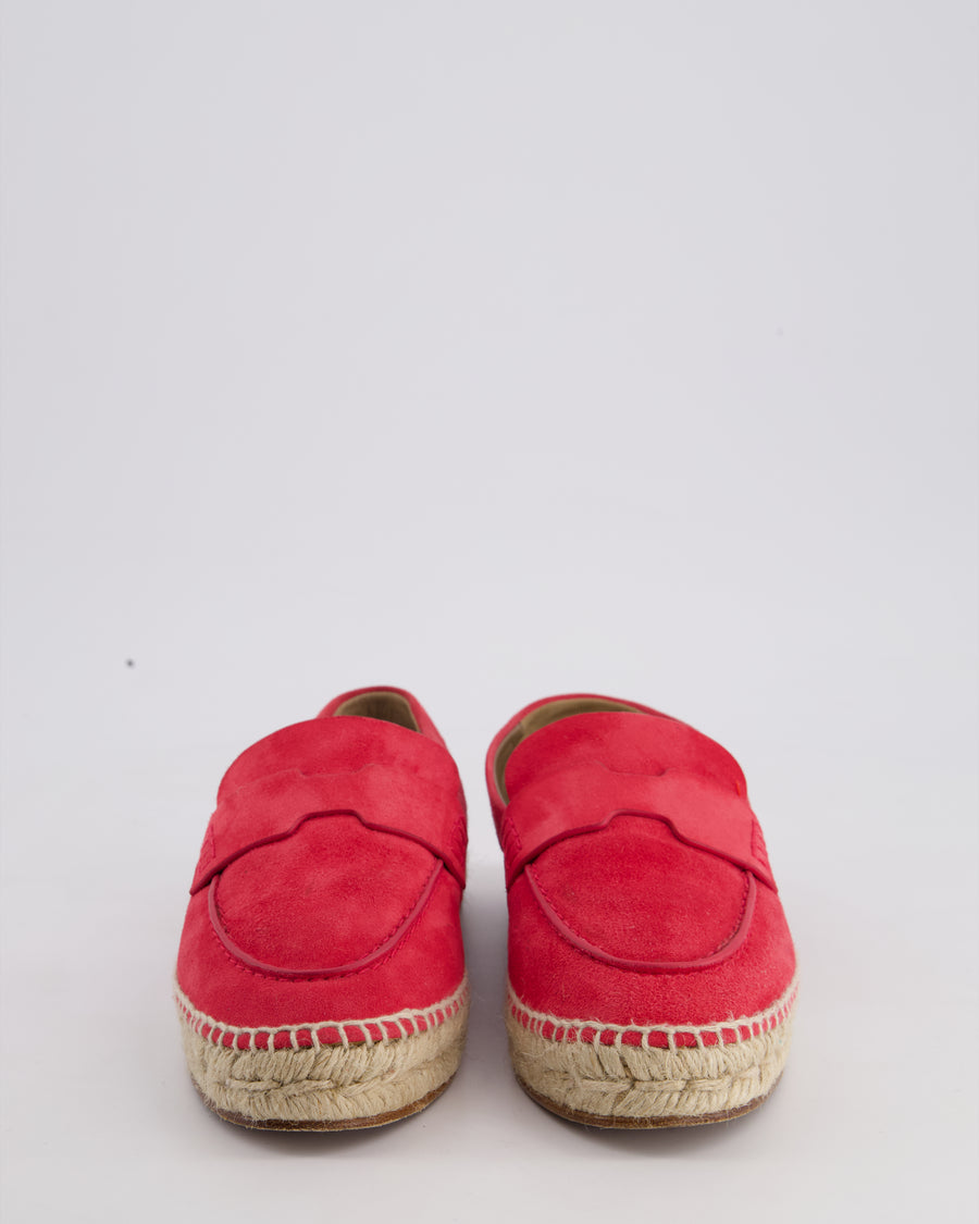 Hermès Coral Red Suede Trip Espadrilles Loafer Size EU 36