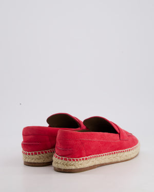 Hermès Coral Red Suede Trip Espadrilles Loafer Size EU 36
