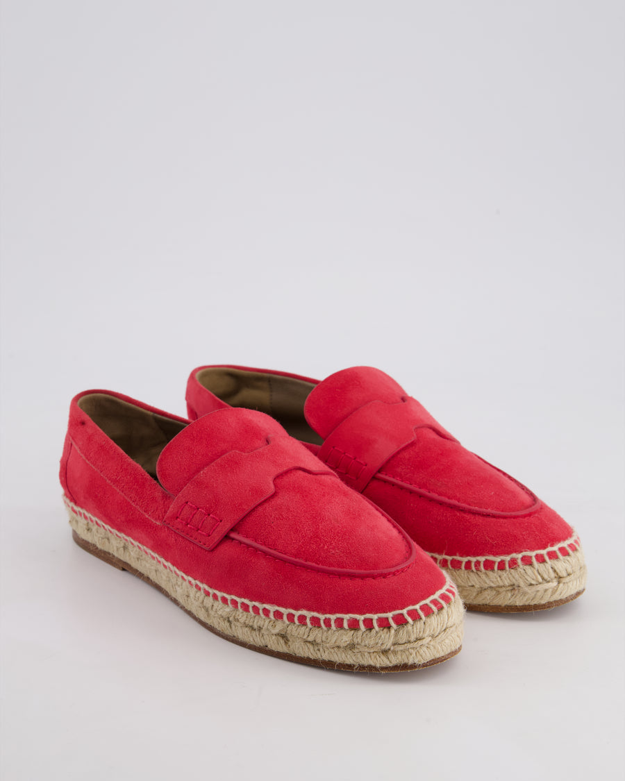 Hermès Coral Red Suede Trip Espadrilles Loafer Size EU 36