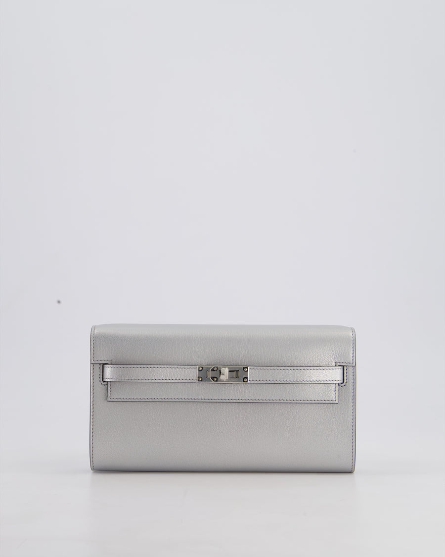 *SUPER RARE* Hermès Kelly To Go Bag in Argent Chevre Chamkila Leather with Palladium Hardware
