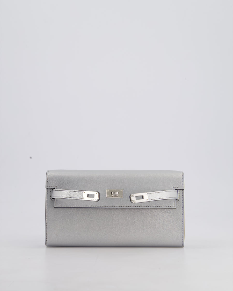 *SUPER RARE* Hermès Kelly To Go Bag in Argent Chevre Chamkila Leather with Palladium Hardware