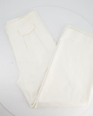 Chanel White Wide-Leg Denim Jeans with Pleat Detail FR 40 (UK 12)