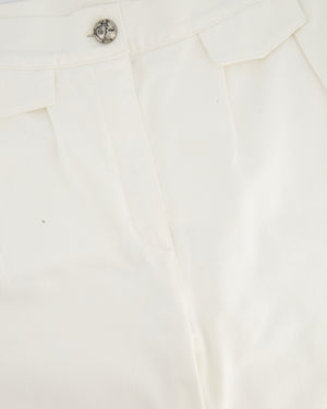 Chanel White Wide-Leg Denim Jeans with Pleat Detail FR 40 (UK 12)