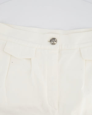 Chanel White Wide-Leg Denim Jeans with Pleat Detail FR 40 (UK 12)