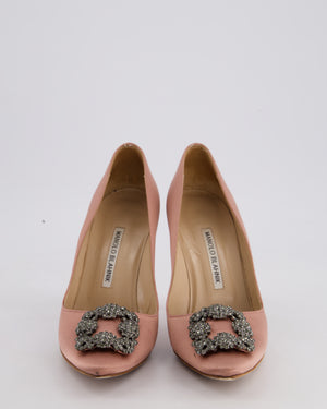 Manolo Blahnik Pink Blush Hangisi Satin Heel Size EU 38