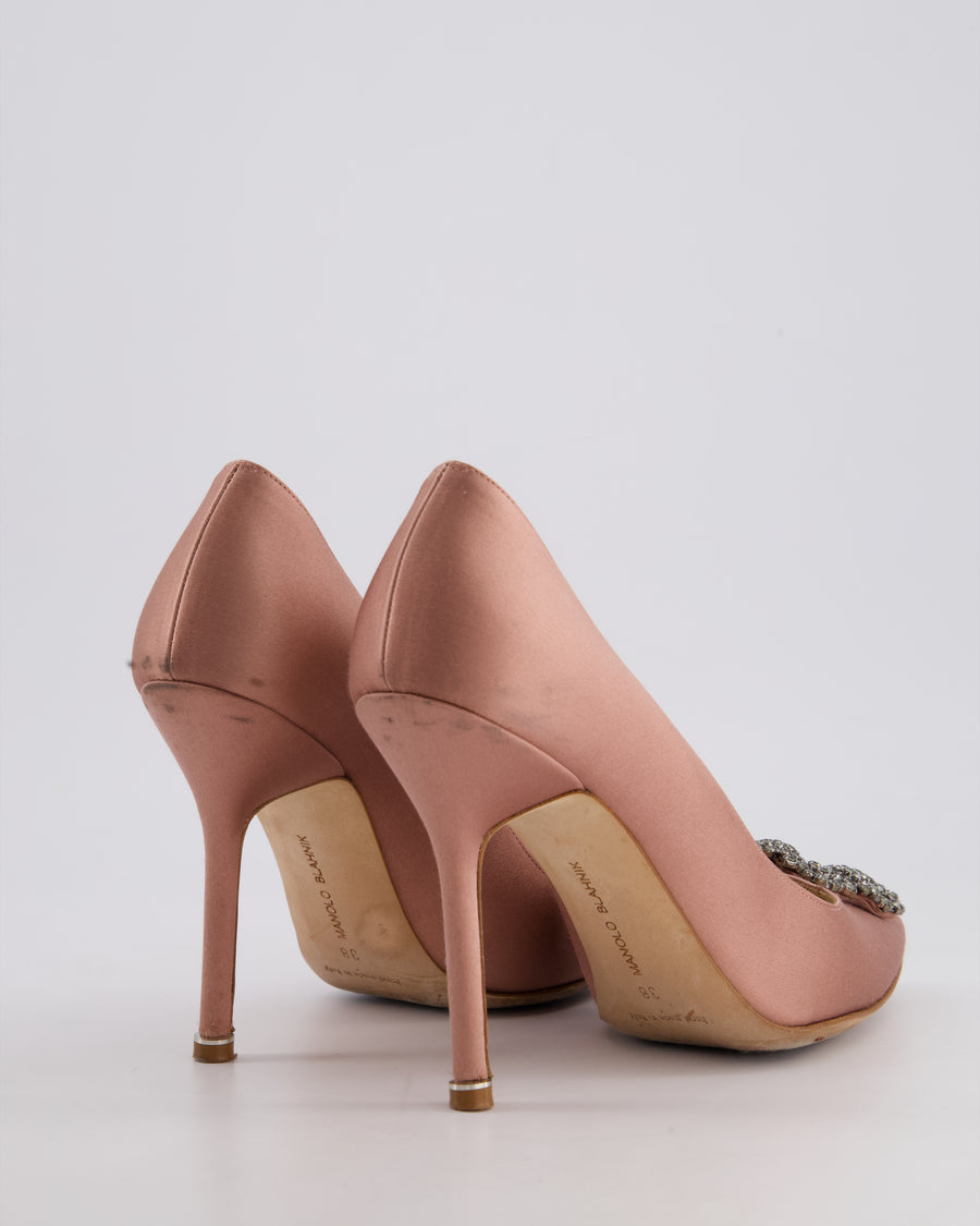 Manolo Blahnik Pink Blush Hangisi Satin Heel Size EU 38