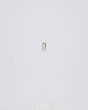 Chanel Silver Crystal CC Logo Earrings