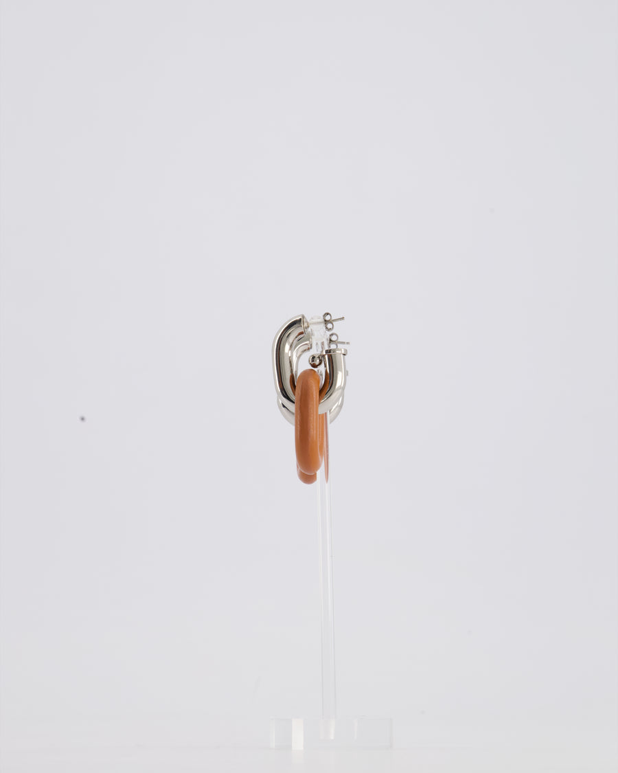 Paco Rabanne Chain Link Drop Earrings with Lambskin Detail