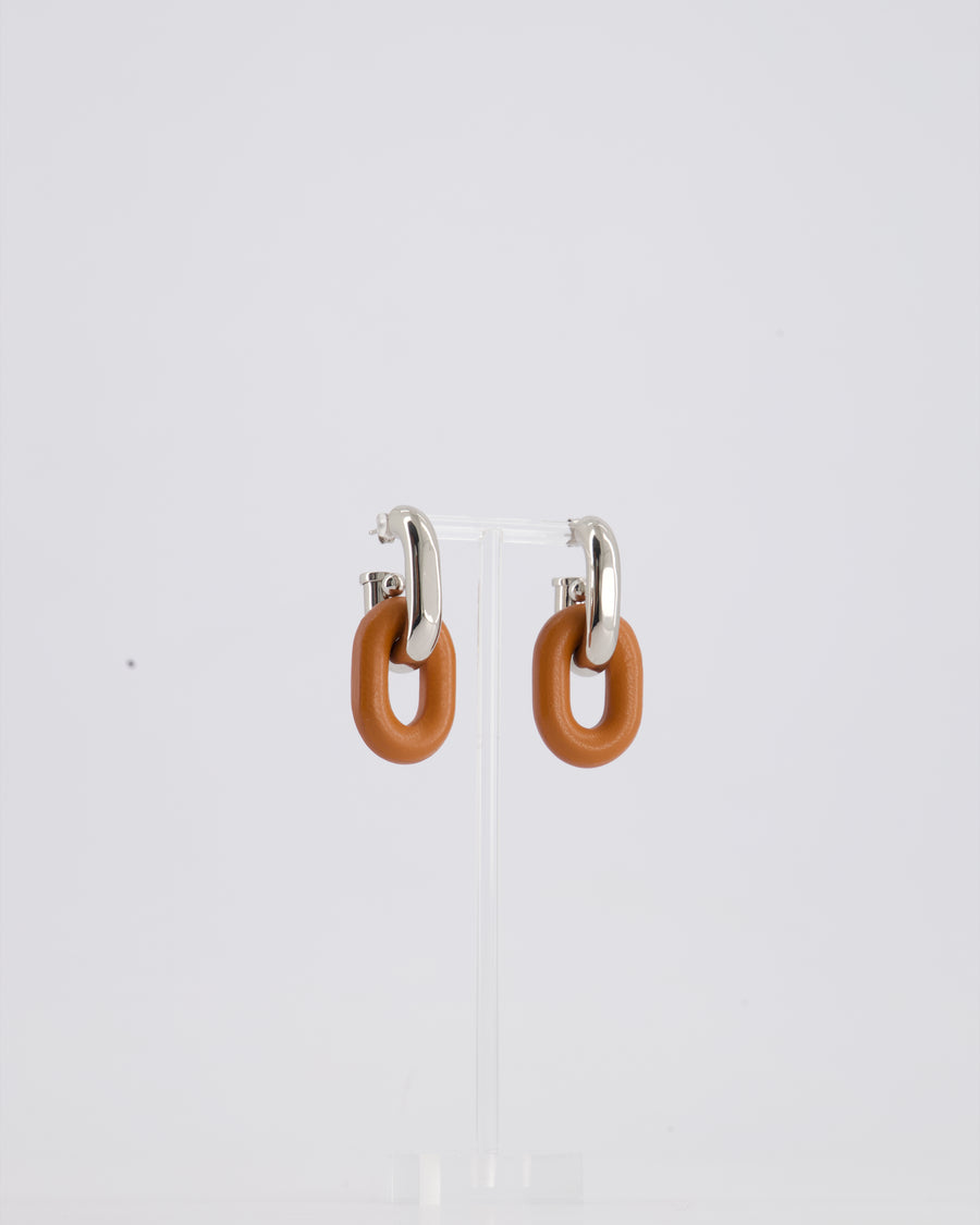 Paco Rabanne Chain Link Drop Earrings with Lambskin Detail
