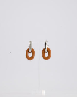 Paco Rabanne Chain Link Drop Earrings with Lambskin Detail