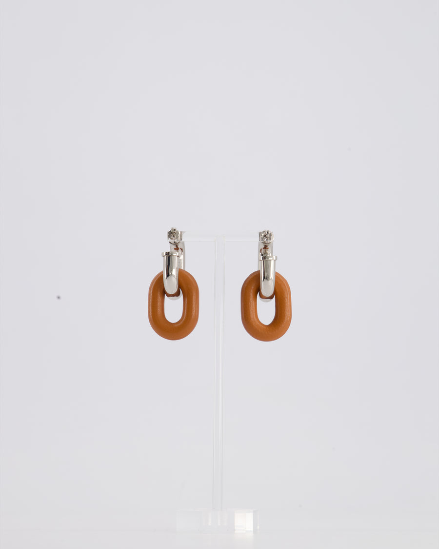 Paco Rabanne Chain Link Drop Earrings with Lambskin Detail