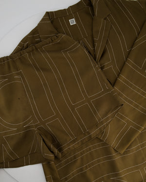 Toteme Brown Monogram Silk Shirt and Shorts Set Size DK38 (UK12)