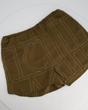 Toteme Brown Monogram Silk Shirt and Shorts Set Size DK38 (UK12)