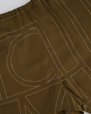 Toteme Brown Monogram Silk Shirt and Shorts Set Size DK38 (UK12)