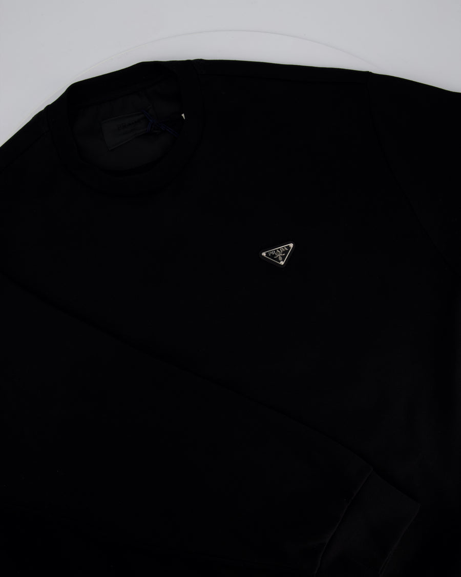 Prada Black Knitted Long Sleeve Oversized Jumper with Logo Detail IT L 48 (UK 16)