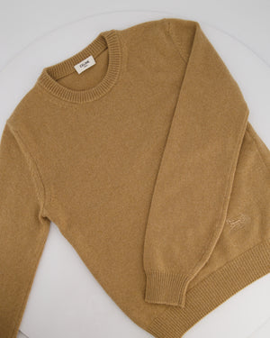 Céline Brown Long Sleeve Cashmere Jumper with Logo Detail Size FR XS (UK 6)