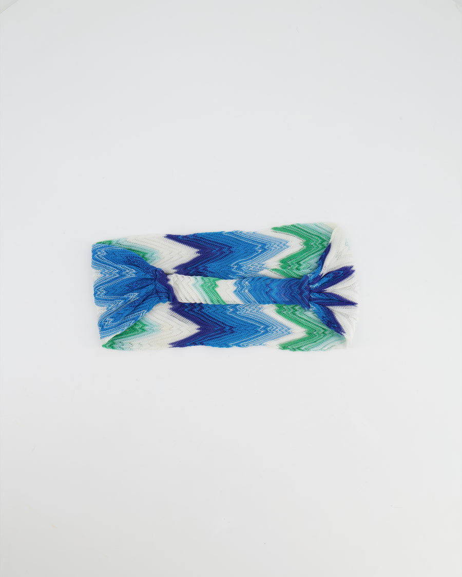 Missoni Blue, White and Green Zigzag Wool Headband