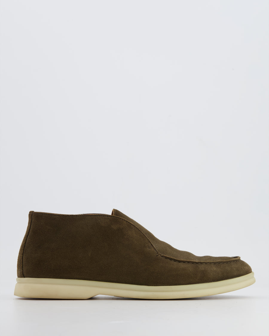 Loro Piana Warm Grey Suede Open Walk Ankle Boots Size 39.5 RRP £865