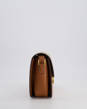 Celine Brown Canvas and Leather Triomphe Shoulder Bag with Gold Hardware