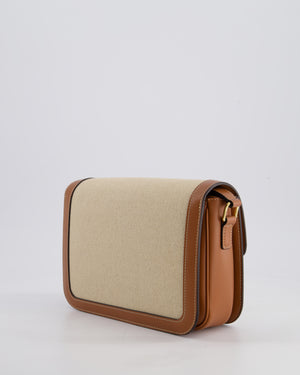 Celine Brown Canvas and Leather Triomphe Shoulder Bag with Gold Hardware