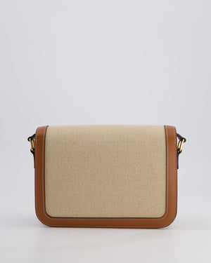 Celine Brown Canvas and Leather Triomphe Shoulder Bag with Gold Hardware