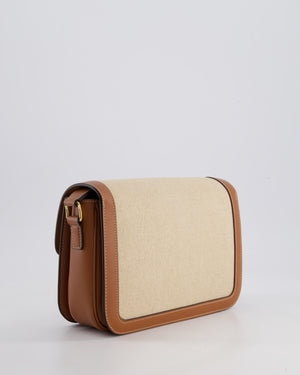 Celine Brown Canvas and Leather Triomphe Shoulder Bag with Gold Hardware