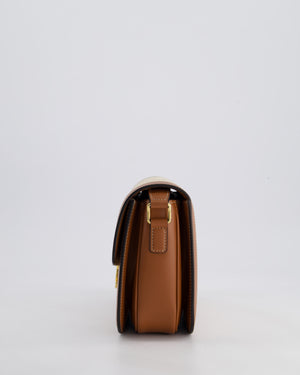 Celine Brown Canvas and Leather Triomphe Shoulder Bag with Gold Hardware