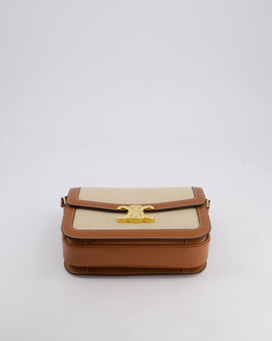 Celine Brown Canvas and Leather Triomphe Shoulder Bag with Gold Hardware