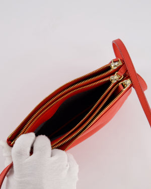 *FIRE PRICE* Celine Coral Red Trio Crossbody Bag with Gold CELINE Logo
