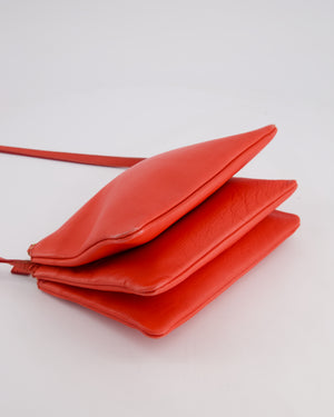*FIRE PRICE* Celine Coral Red Trio Crossbody Bag with Gold CELINE Logo