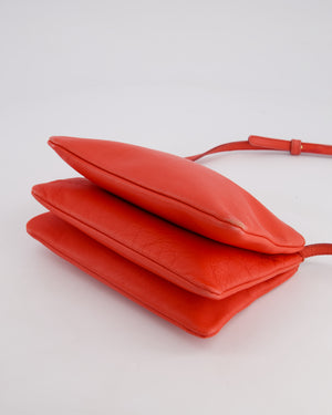 *FIRE PRICE* Celine Coral Red Trio Crossbody Bag with Gold CELINE Logo