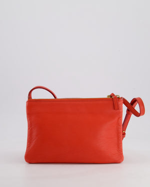 *FIRE PRICE* Celine Coral Red Trio Crossbody Bag with Gold CELINE Logo