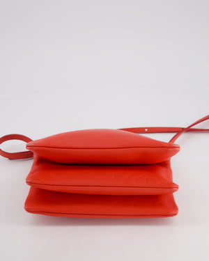 *FIRE PRICE* Celine Coral Red Trio Crossbody Bag with Gold CELINE Logo