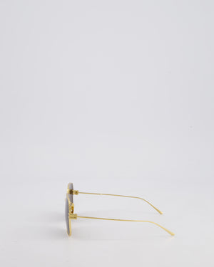 Bottega Veneta Brown Square Sunglasses with Gold Trim