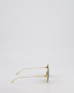 Bottega Veneta Brown Square Sunglasses with Gold Trim