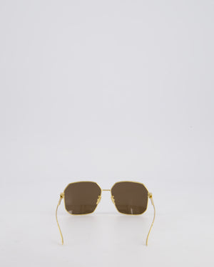 Bottega Veneta Brown Square Sunglasses with Gold Trim