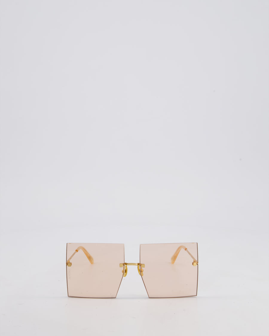 Jacquemus Pink Les Carrés Riviera Square Sunglasses with Gold Hardware