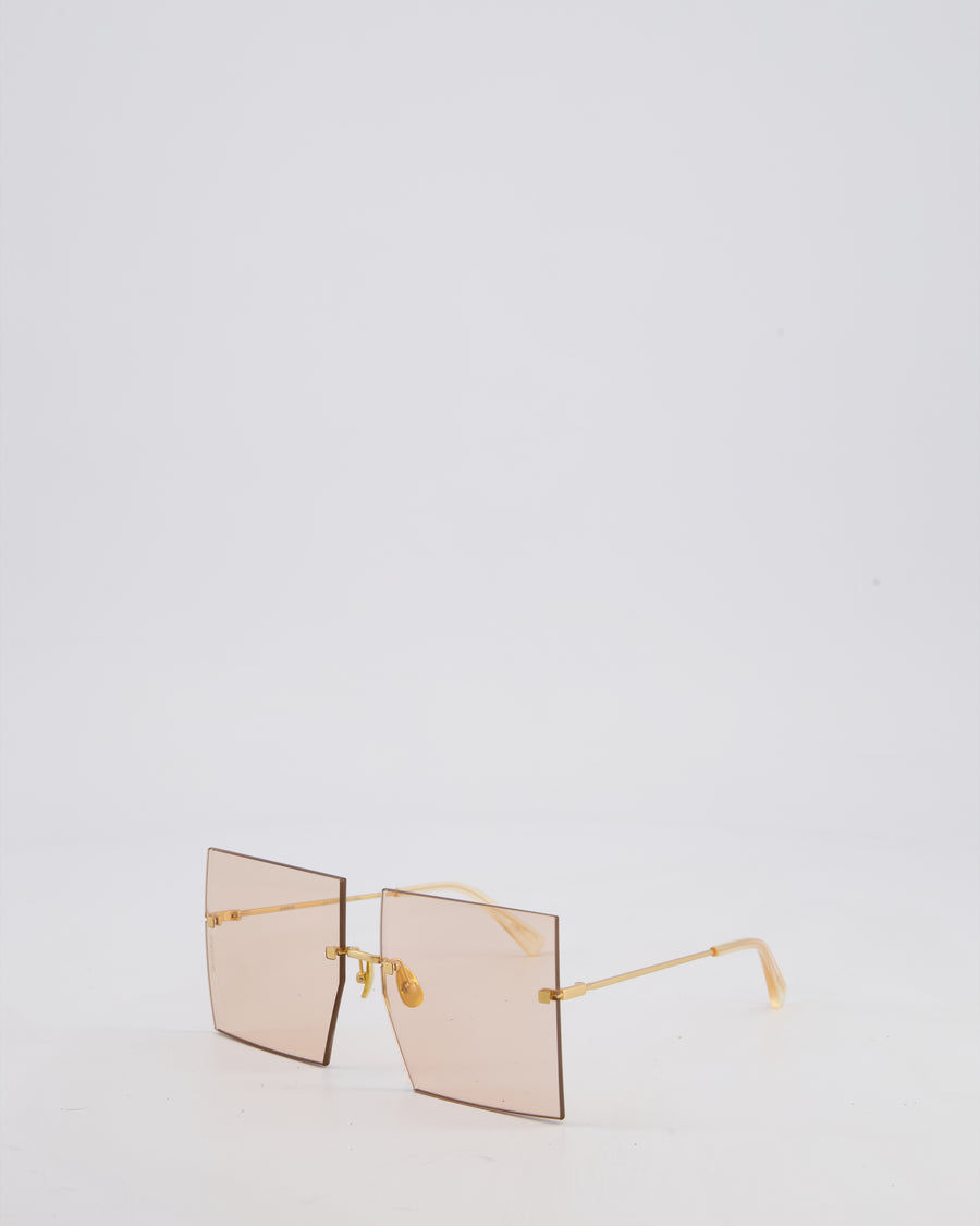 Jacquemus Pink Les Carrés Riviera Square Sunglasses with Gold Hardware