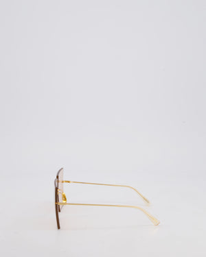 Jacquemus Pink Les Carrés Riviera Square Sunglasses with Gold Hardware