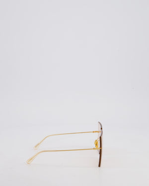 Jacquemus Pink Les Carrés Riviera Square Sunglasses with Gold Hardware