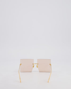 Jacquemus Pink Les Carrés Riviera Square Sunglasses with Gold Hardware