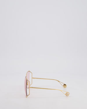 Gucci Pink GG0252S 63mm Butterfly Sunglasses with GG Pearl Details