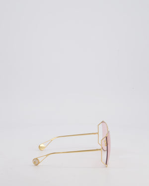 Gucci Pink GG0252S 63mm Butterfly Sunglasses with GG Pearl Details