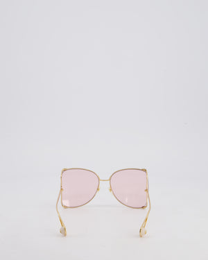 Gucci Pink GG0252S 63mm Butterfly Sunglasses with GG Pearl Details