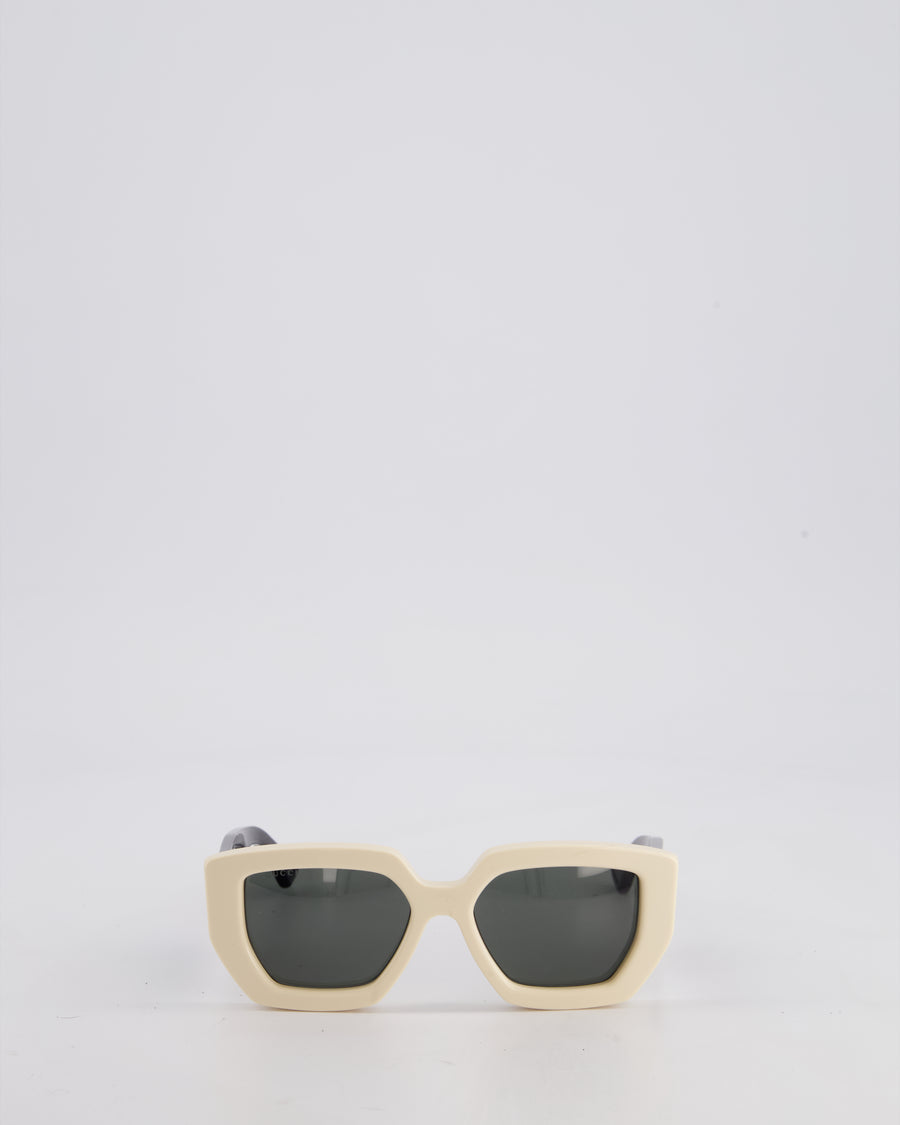 Gucci Ivory GG0630S Square Sunglasses with Black Temple Acetate