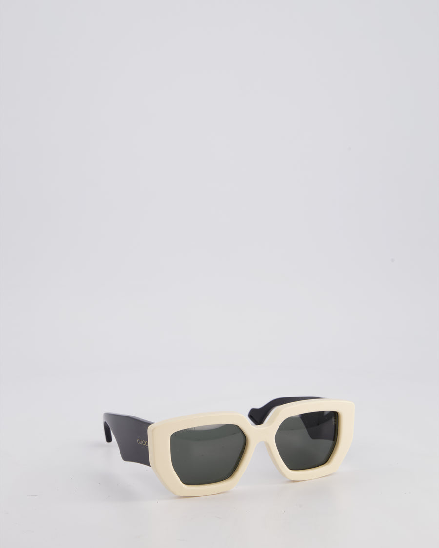 Gucci Ivory GG0630S Square Sunglasses with Black Temple Acetate